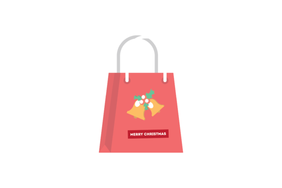 Christmas Shopping Bag Icon Bell Flowers Graphics Review