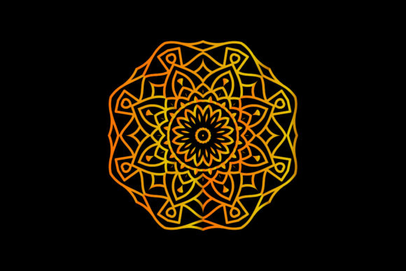 Flowers Gradient Gold Mandala: Premium Graphics & Illustrations