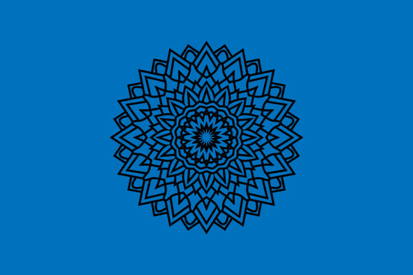 Flowers Mandala Black Illustration for Modern Graphics