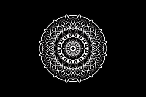 Flowers Mandala Silver Gradient Design: Graphics & Illustrations Review