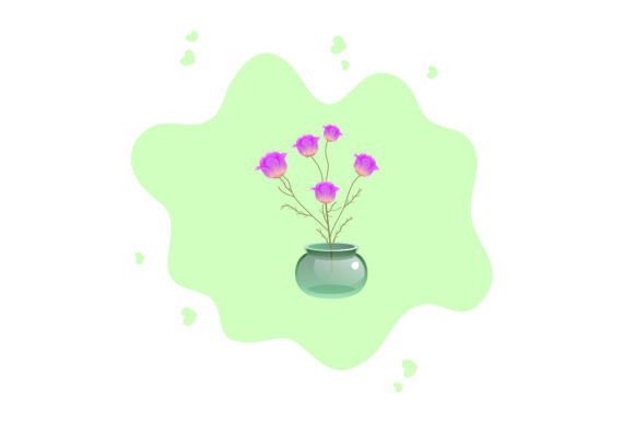 Flowers Pot Wedding Abstract Art for Graphics and Illustrations