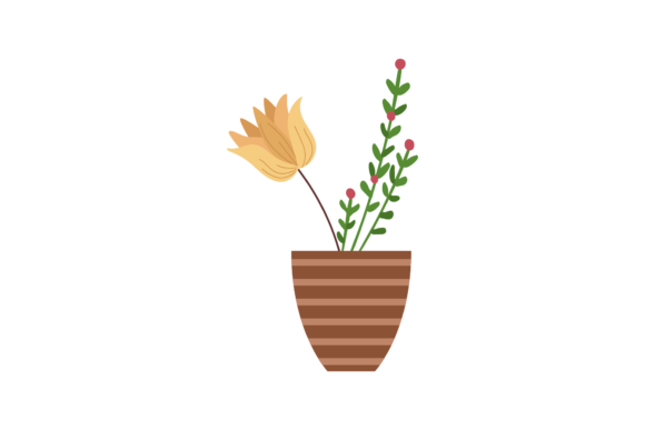 Houseplant Flowers in Pot: Fresh Graphics for Your Crafts