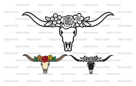 Longhorn Skull and Flowers: A Graphic Design Asset Review