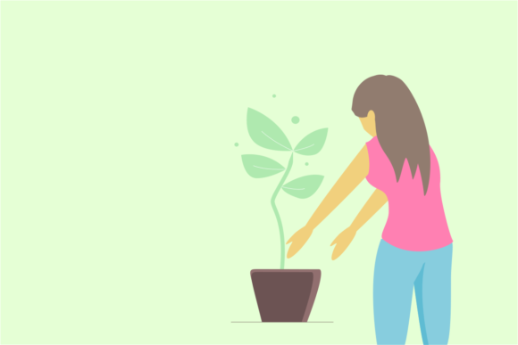 Woman and Flowers Template Flat Design for Graphics & Illustrations
